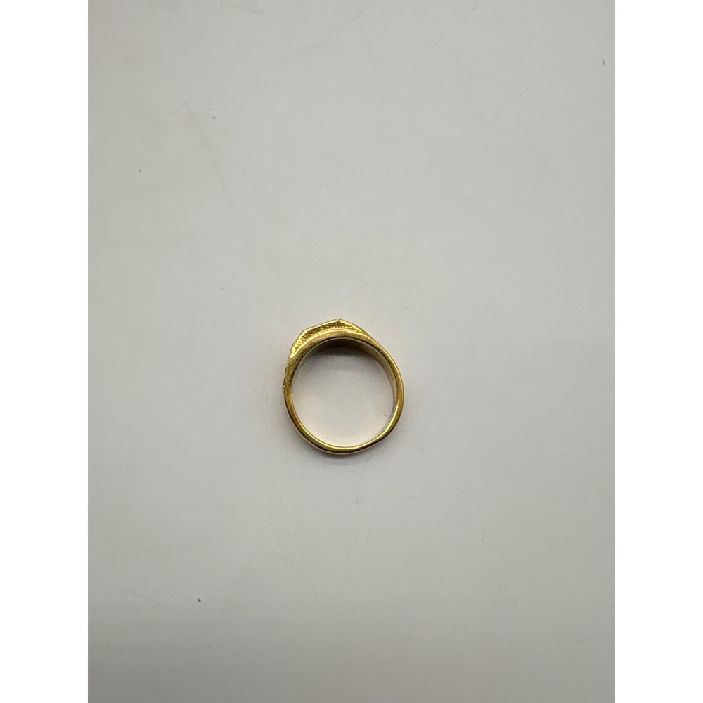 Avon Mens Gold Tone Signet Ring Square Ruby Red Stone Crystal Accents Size 13